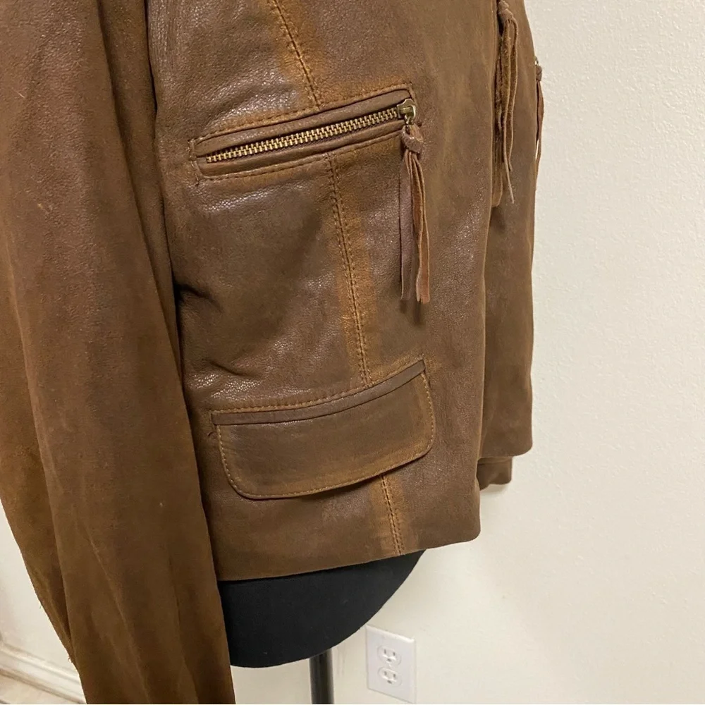El Bomero Jacket Women’s Size Large Brown Suede Leather Motto Jacket Vintage - Picture 7 of 17